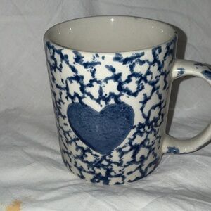 90’s VTG sponge paint pattern cottage core Blue Heart Mug Gibson